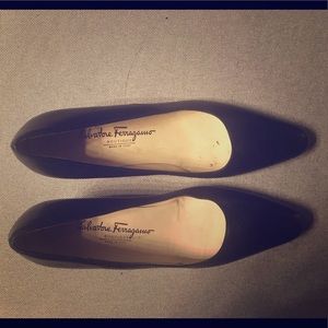 Vintage black leather Ferragamo heels.